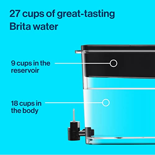 Brita XL Water Filter Dispenser for Tap and Drinking Water with 1 Standard Filter, Lasts 2 Months 27 Cup Capacity, BPA Free, Black