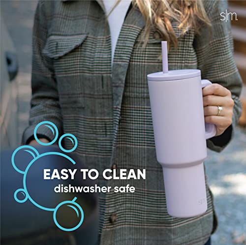 Simple Modern 40 oz Tumbler with Handle and Straw Lid | Reusable Insulated Stainless Steel Travel Mug Water Bottle Cup | Gifts For Men, Women, Mom, Dad | Trek Collection | 40oz | Lavender Mist