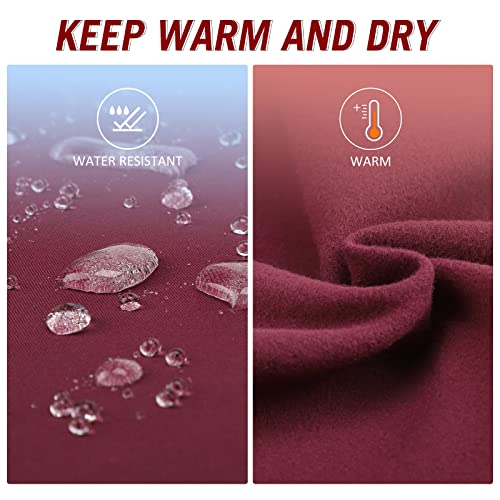 BALEAF Fleece Lined Leggings Women Winter Warm High Waisted Tights Yoga Hiking Water Resistant Pants with Pockets Wine Red M