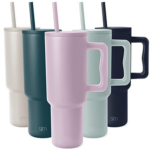 Simple Modern 40 oz Tumbler with Handle and Straw Lid | Reusable Insulated Stainless Steel Travel Mug Water Bottle Cup | Gifts For Men, Women, Mom, Dad | Trek Collection | 40oz | Lavender Mist