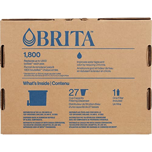 Brita XL Water Filter Dispenser for Tap and Drinking Water with 1 Standard Filter, Lasts 2 Months 27 Cup Capacity, BPA Free, Black